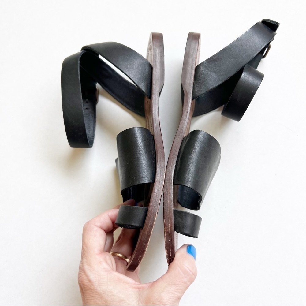 Free People Torrence Sandals Black Gladiator Flat Wrap Ankle Hippie Gypsy - Picture 3 of 8